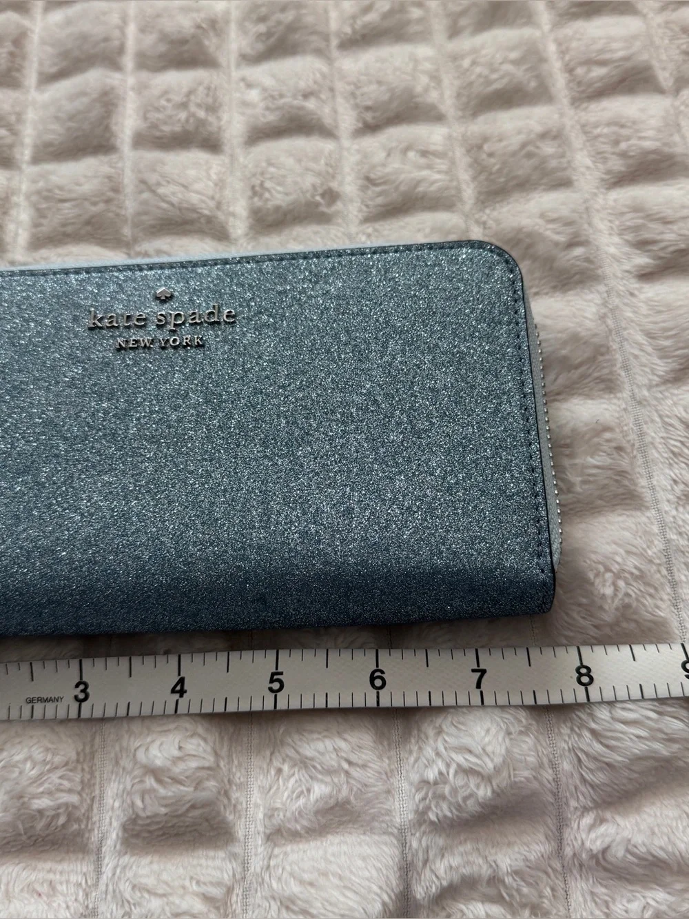 Kate Spade Blue Glitter Zip Around Wallet ~ Continental Sparkle Organizer
